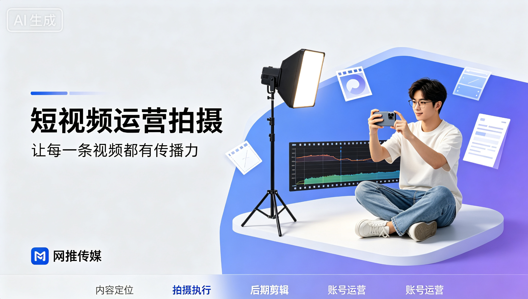 短视频运营宣传图展示专业团队工作场景